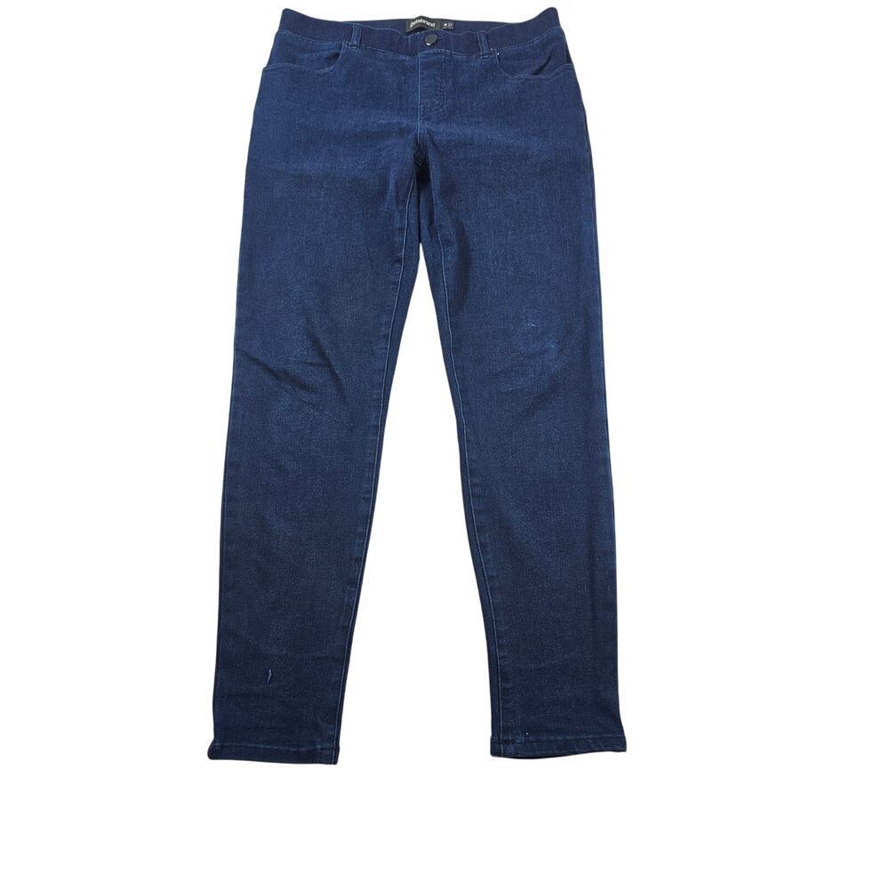 Betabrand Signature Mid-Rise Denim Skinny Dark
indigo Blue stretchy size medium